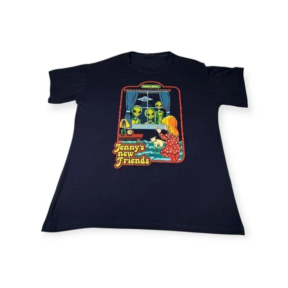 ROMWE Graphic Tee Alien UFO Jenny's New Friends Short Sleeve T-Shirt S - Picture 1 of 8